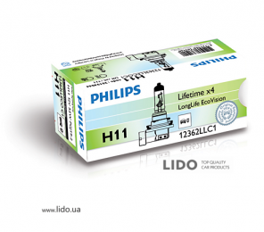 Галогенова лампа Philips H11 12V 55W PGJ19 LongerLife Ecovision 2шт