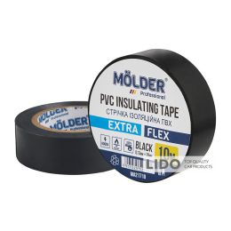Стрічка ізоляційна ПВХ Molder 0,13x19мм 10м чорна, професійна, вогнетривка