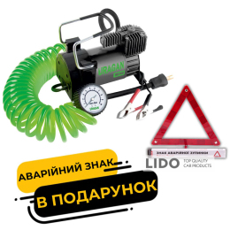 Компрессор автомобильный Uragan 10Атм 40л/мин 200Вт с зажимами АКБ 90140 + знак аварийной остановки