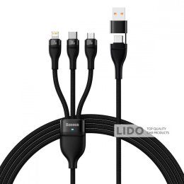 Кабель Baseus Flash Series 2 Two-for-three USB+Type-C (Micro USB+Lightning+Type-C) 100W (1.2м) чорний