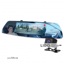 Дзеркало відеореєстратор Lesko 7 дюймів Car L1003M HD + камера заднього виду USB з нічним баченням microSD (2821-7614)